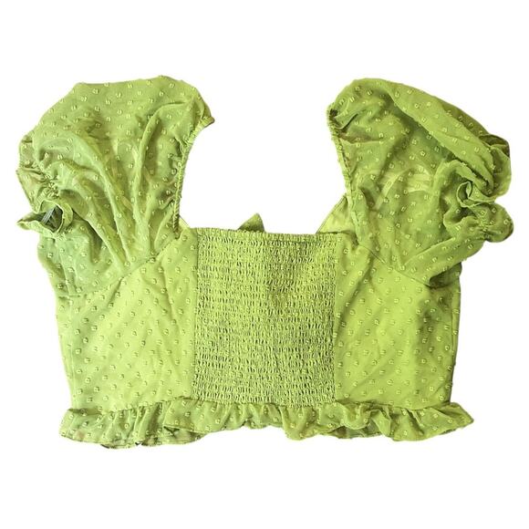 BCBGeneration Clip-Dot Front Knot Ruffled Crop Top Women's Large - Picture 4 of 6